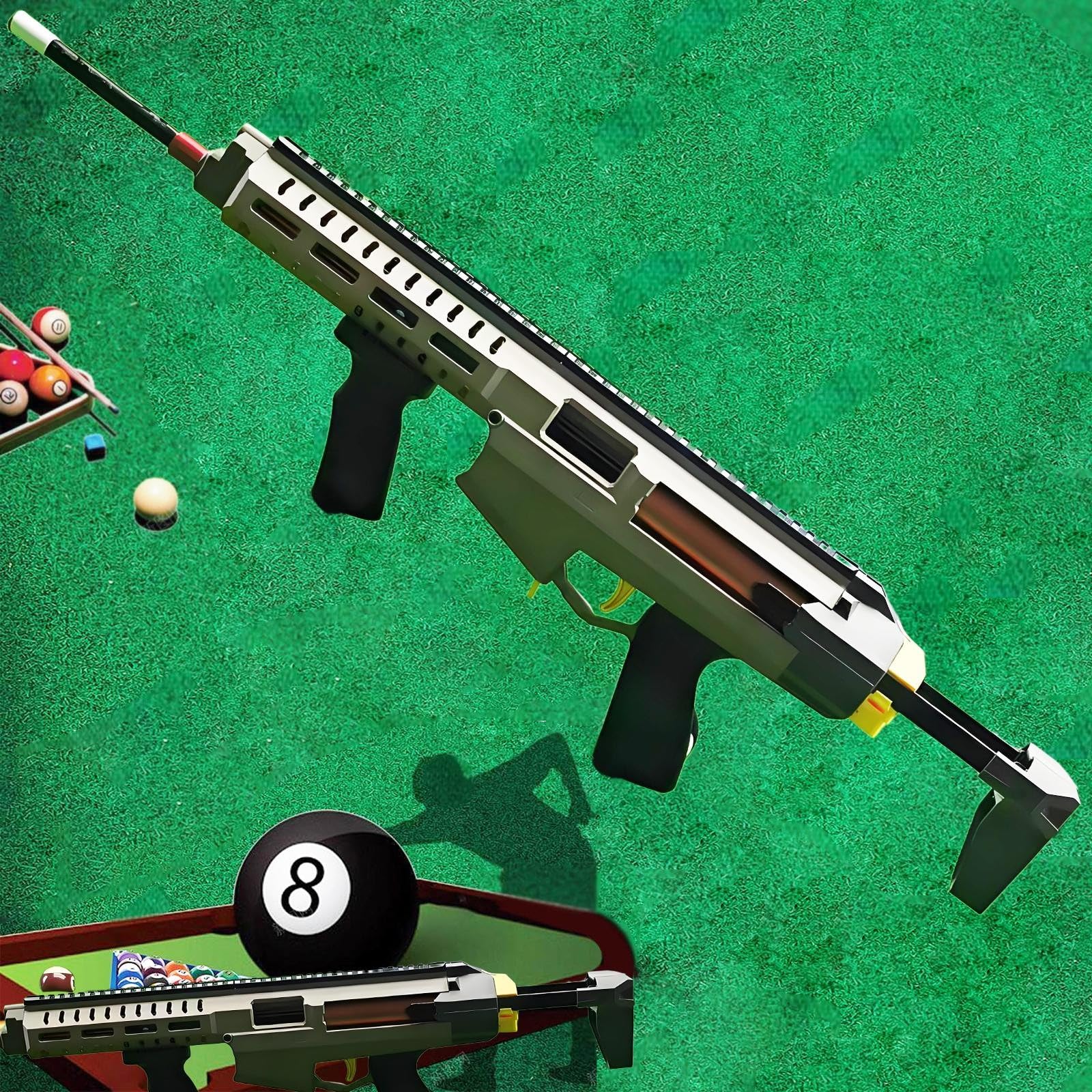 Automatic Pool Cue, Gun Pool Stick Precision Accuracy Reliable and Durable, Pool Stick Gun Rifle for Home or Tournament Play