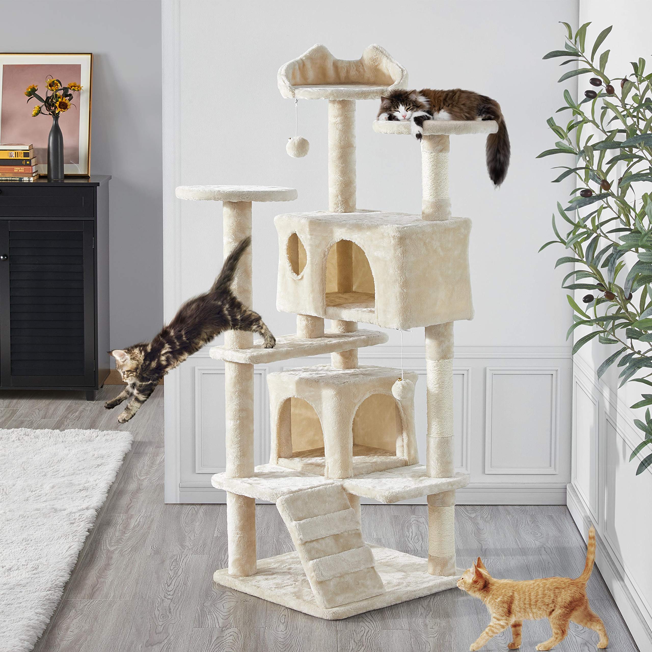 Yaheetech 138cm Cat Tree Tower Multilevel Cat Activity Tree Centre Cat