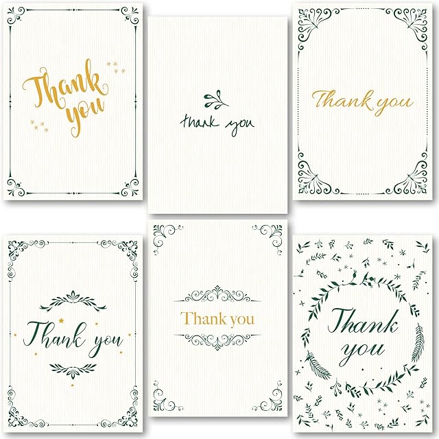 Absolutely Yours Thank You Cards Multipack of 48. Each Greeting Cards Multipack includes 6 Vintage Designs. Blank Inside. Eco friendly Thankyou Cards and Envelopes