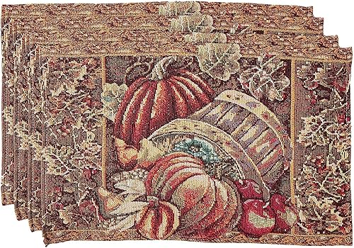 Violet Linen Tapiz decorativo de algodón con diseño de girasoles de otoño de la cosecha de otoño de 13 x 19 pulgadas, calabazas