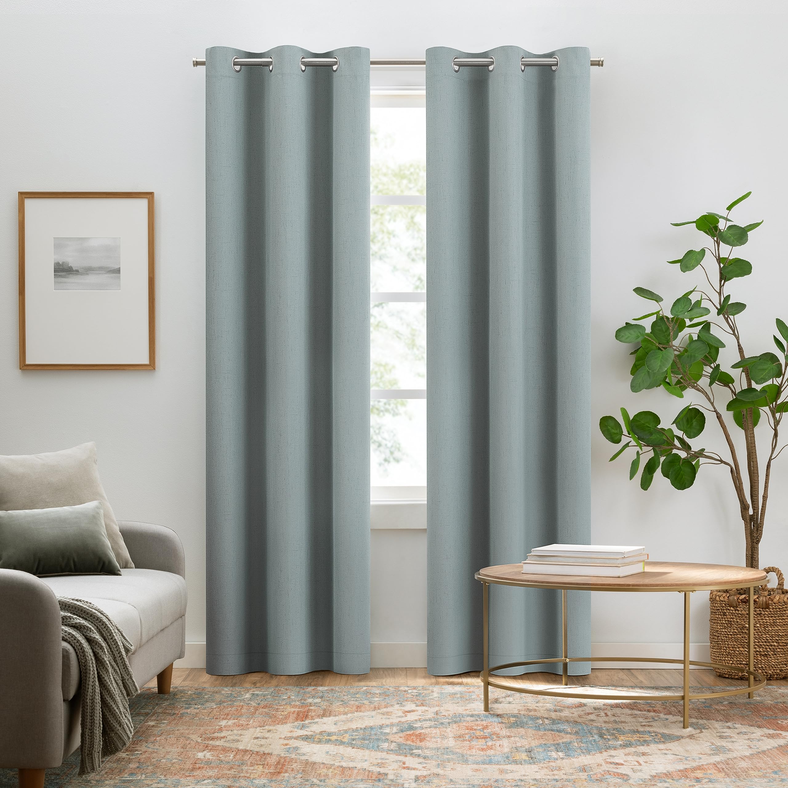 Cortinas opacas térmicas de lino sintético 54 x 42 cortinas para dormitorio elegantes
