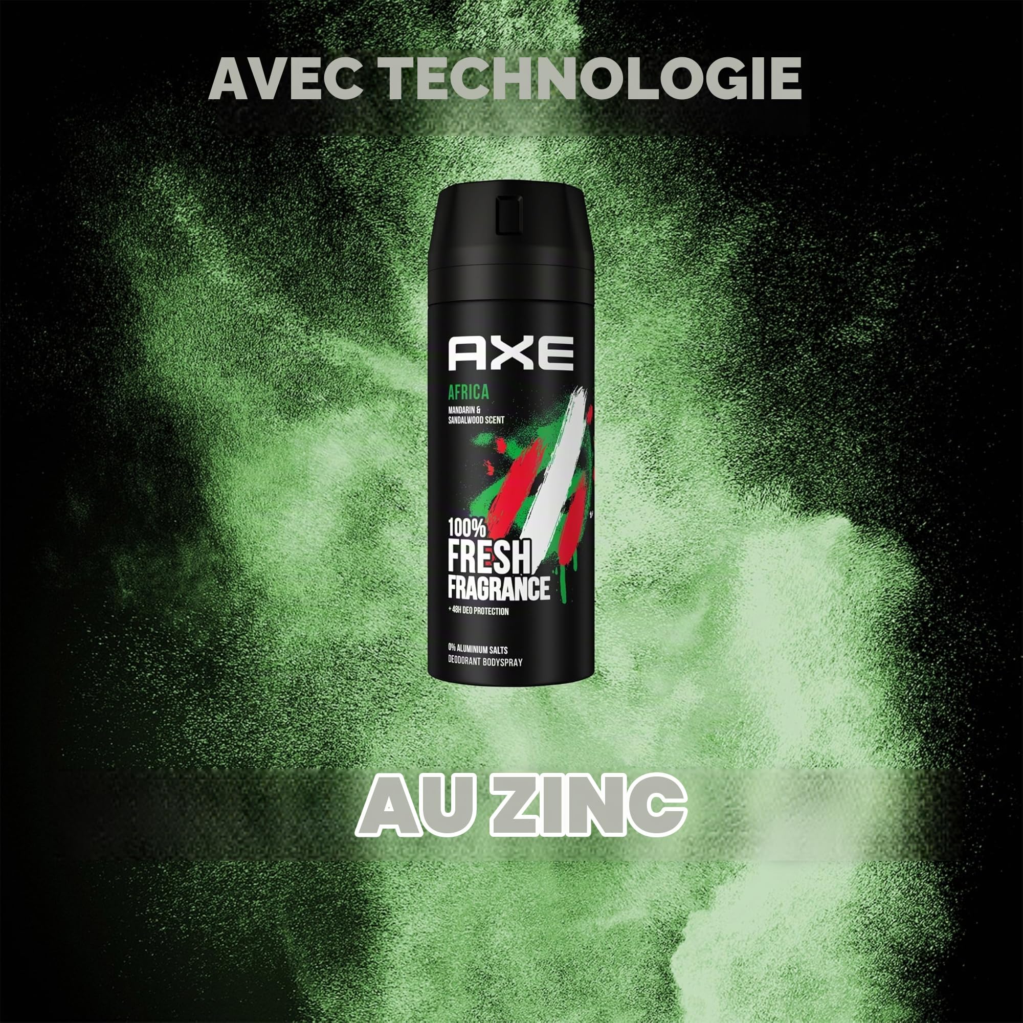Axe Africa Deo sin aluminio combate las bacterias que causan olores y olores desagradables body spray, 150 ml, 1 piece Beauty