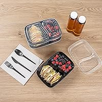 Vista 8 de Restaurantware Asporto - Cajas para llevar con compartimento de 32 onzas, 50 recipientes para preparar comidas para microondas, 2 compartimentos