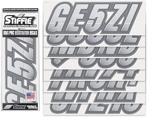 Miniatura 2 de STIFFIE Techtron - Calcomanías de identificación alfanuméricas, adhesivos de números de registro para barcos y embarcaciones personales, color