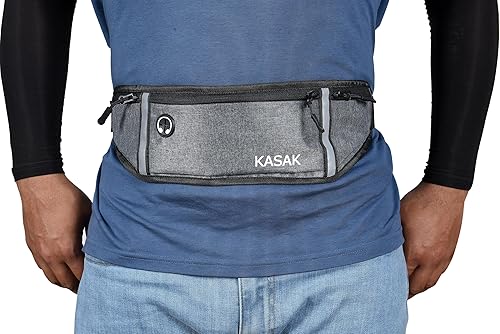 Miniatura 5 de KASAK - Cinturón delgado para correr, ultra ligero, sin rebotes, con tira reflectante, riñonera a prueba de sudor para teléfono, dinero y llaves,