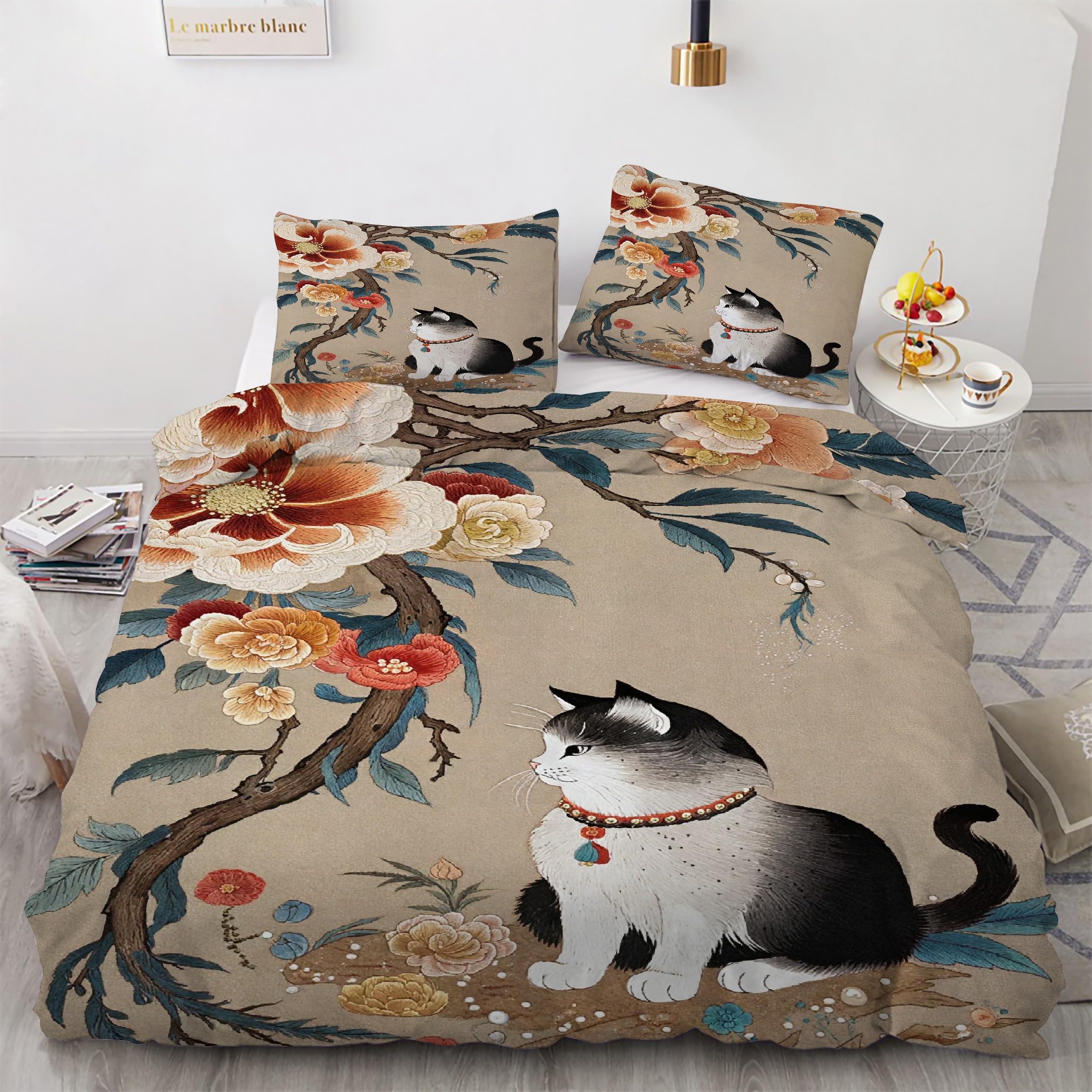 Housse de couette 200x200 chat zippée pour changer votre linge de lit facilement sans effort