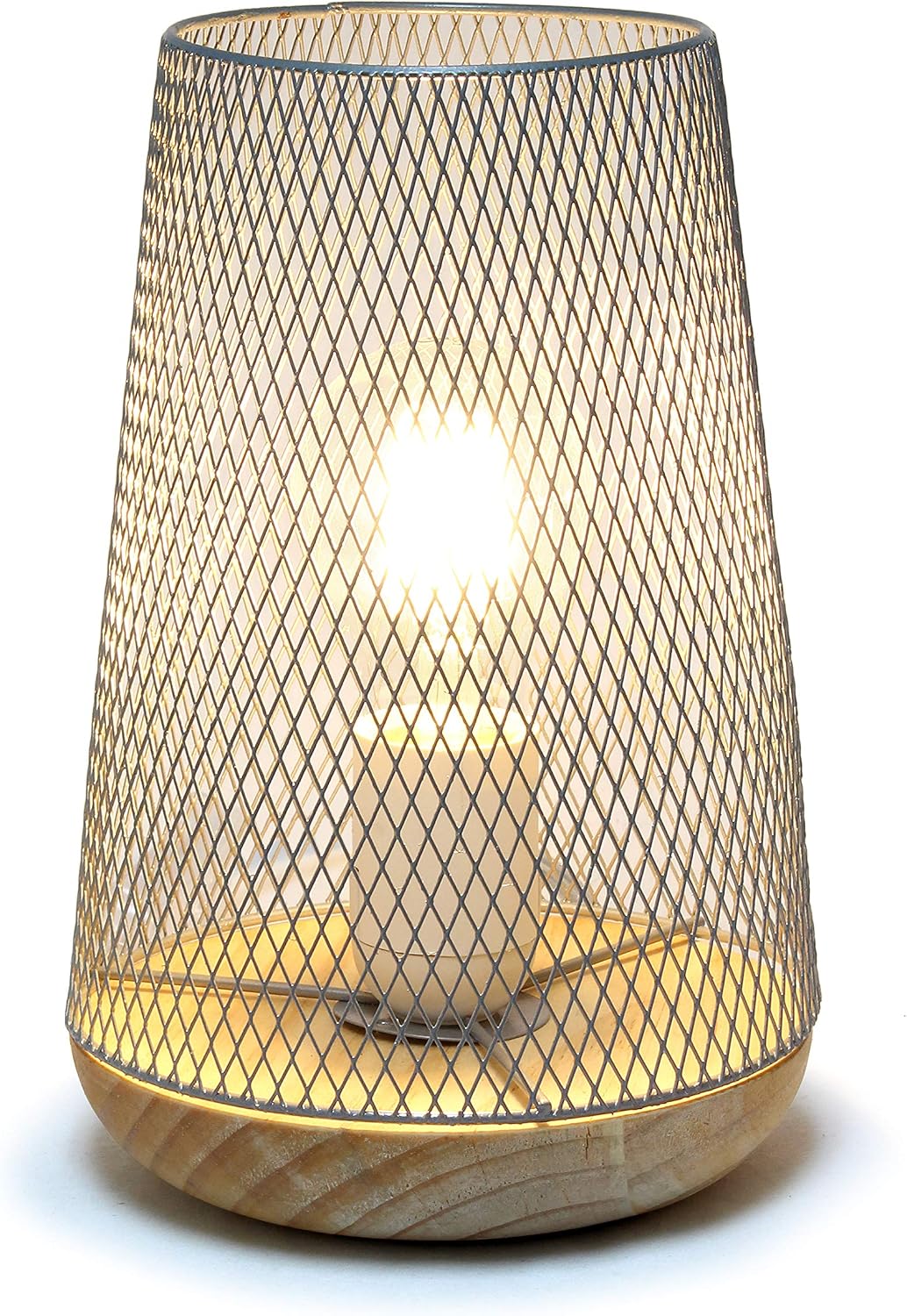 Simple Designs LT1074-GRY Wired Mesh Uplight Table Lamp, Gray