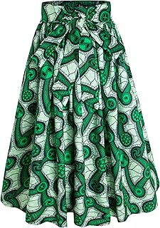 Women African Print Skirt Dutch Ankara Wax Print Full Circle Skirt