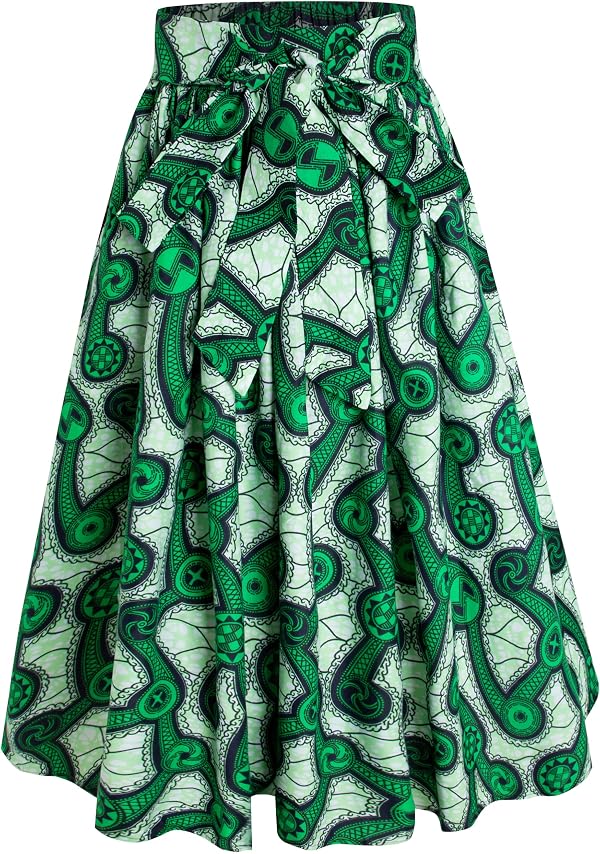 HongyuAmy Women African Print Skirt Dutch Ankara Wax Print Full Circle Skirts(Small,Color N) by HongyuAmy - Used condition - US$20.04