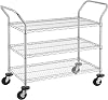 Finnhomy 3-Tier Commercial Grade Rolling Cart, Heavy Duty Utility Cart with Wheels and Handles, Metal Kitchen Carts on Wheels with 500 lbs Capacity, Shelf Size 20 D x 36 W, NSF