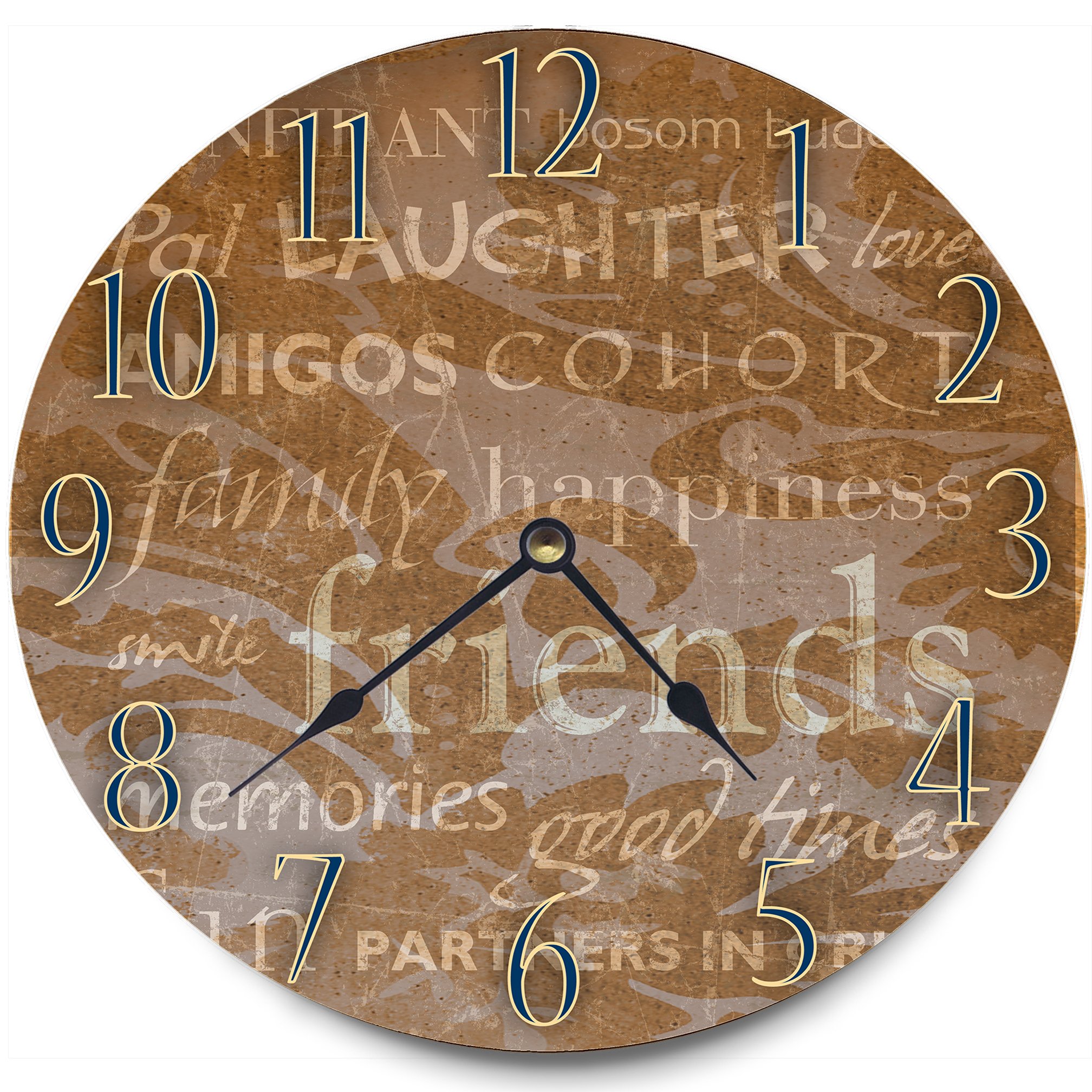 Horloge murale Family Happiness Friends en bois MDF pour décorer votre salon chaleureux