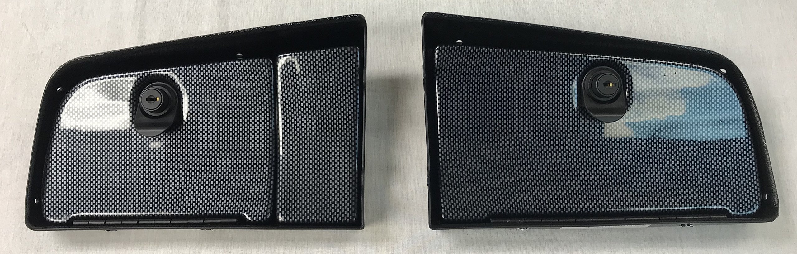 Global Material Technologies Star Car and Equivelent EZ Install Golf Cart Locking Glove Box Door Set in Carbon Fiber