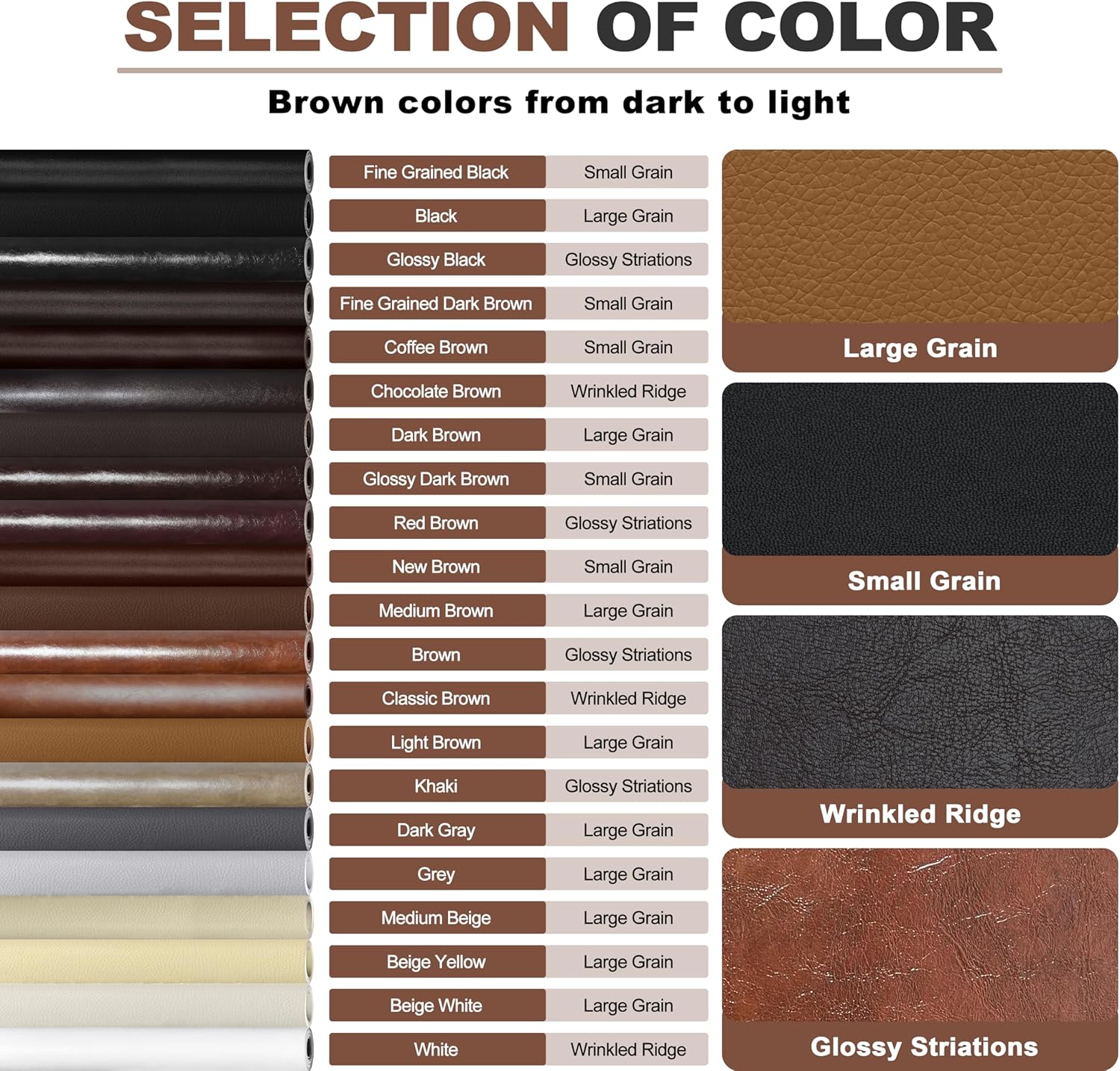 KING MOUNTAIN Leather Repair Patch,4 x 63 Inches self Adhesive Leather Repair Tape for Damaged Leather Furniture, Sofa Seating,Car Seats, Leather Goods（Fine Grained Dark Brown）