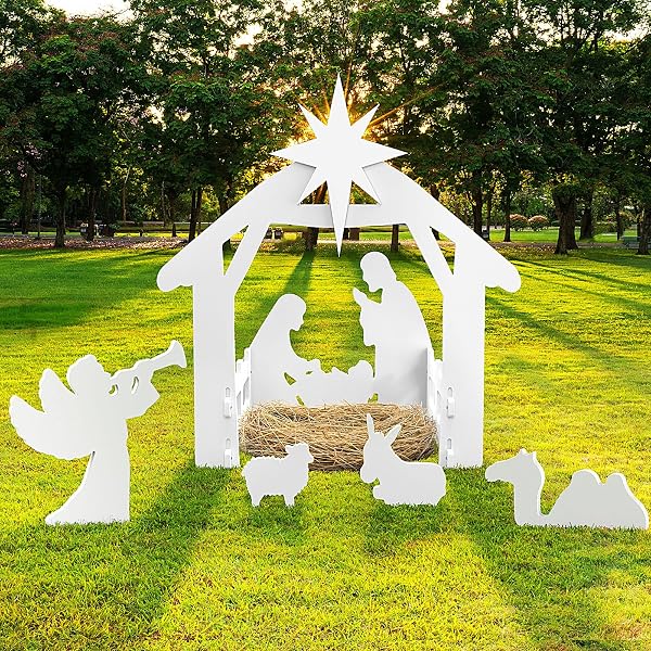 JAZIPO Large Deluxe Nativity Scene Outdoor, Weather-Resistant