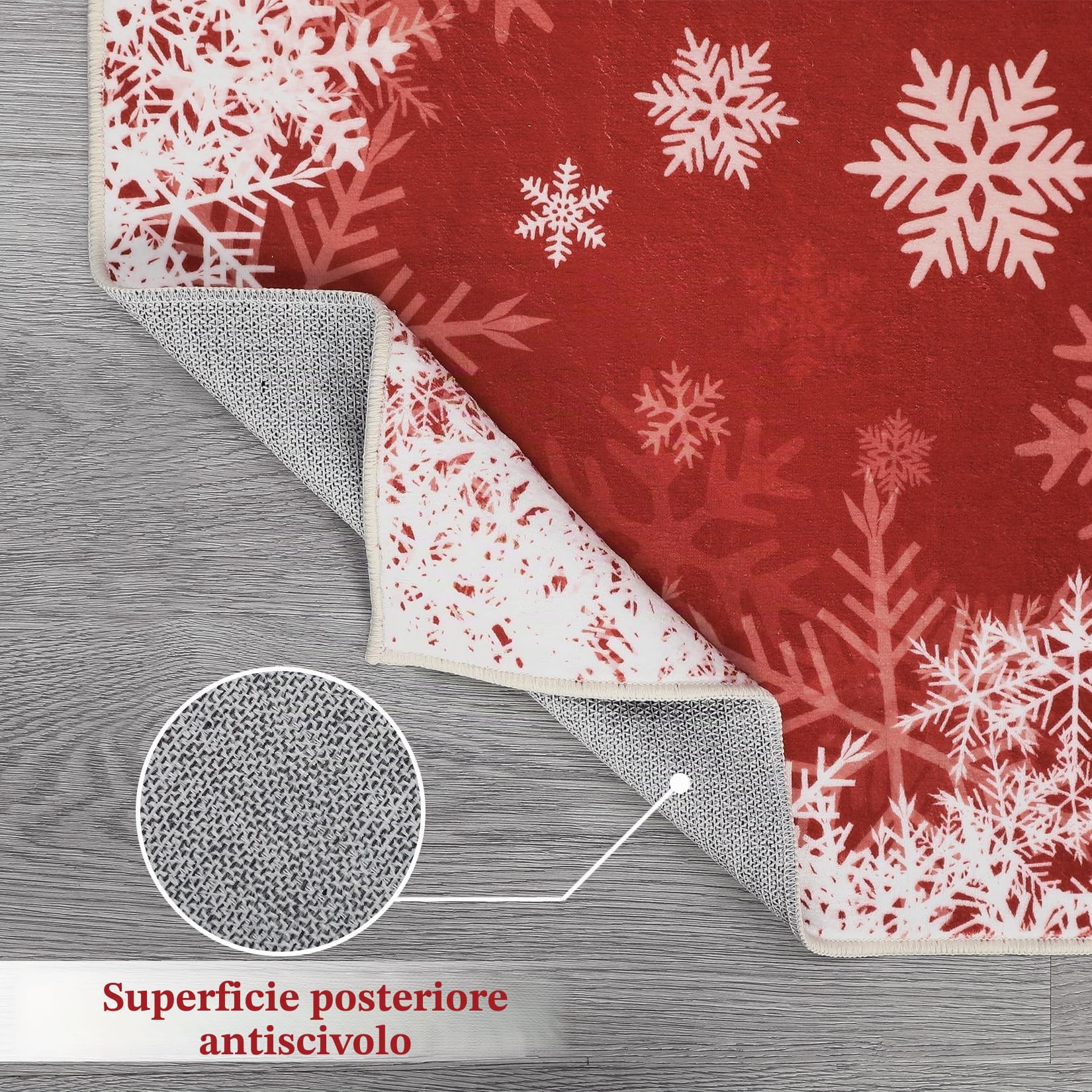 Garvee Tappeto Natalizio per Camera da Letto, Rosso 140x200 cm, Tappeto Moderno Lavabile con Fiocchi di Neve, Antiscivolo, Morbido e Resistente alle Macchie per Soggiorno, Sala da Pranzo, Aula