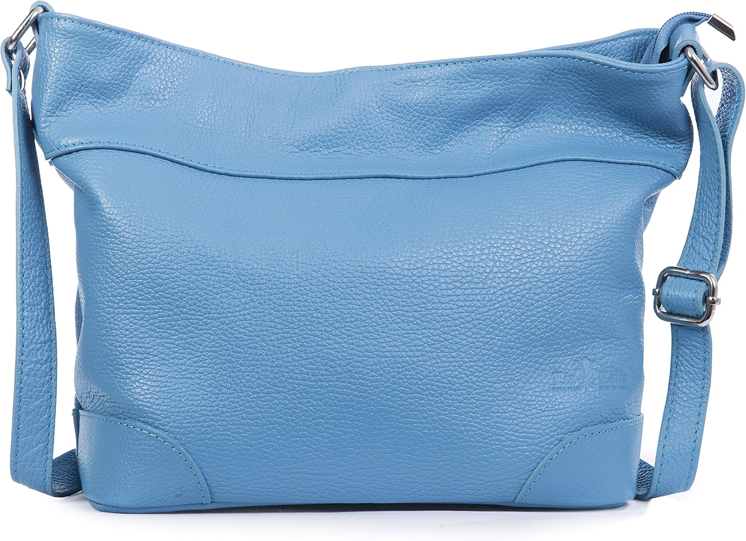 LiaTalia Womens Leather Handbag - Medium Size Hobo Shoulder Bag - Italian Leather - JANE (Sky Blue)