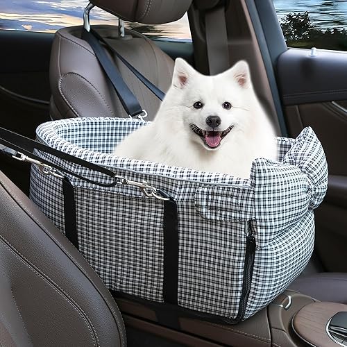 Miniatura 9 de Asiento de coche para perros pequeños, consola central portátil ajustable, asiento de auto para perro, asiento de auto extraíble para gatos, asiento
