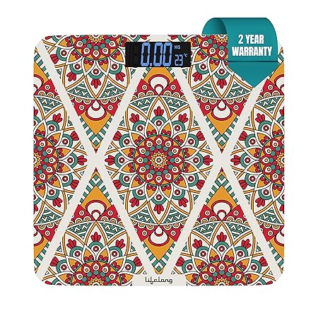 Lifelong Bloom LLWS54 Body Weighing Scale (Indian Cultural Series - Rajasthan Rural)|Digital Weight Machine for Body Weight|Thick Tempered Glass with LCD Display|Bathroom Weighing Scale (Multicolor)