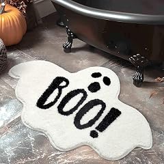 Halloween Bathroom Rugs Spooky Ghost Bath Mat Non-Slip for Gothic Bathroom Decor Goth Funny Rug for Shower Microfiber