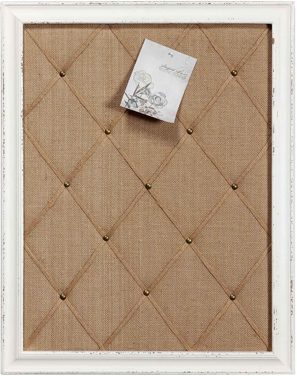 SOFE Antique White Linen Fabric Pin Board, 21"ร27" Message Board Wall Decor | Large Burlap Bulletin Board With Frame, Message Wall Decor, Vision Board Farmhouse Home Office, Picture Memo Display Accent