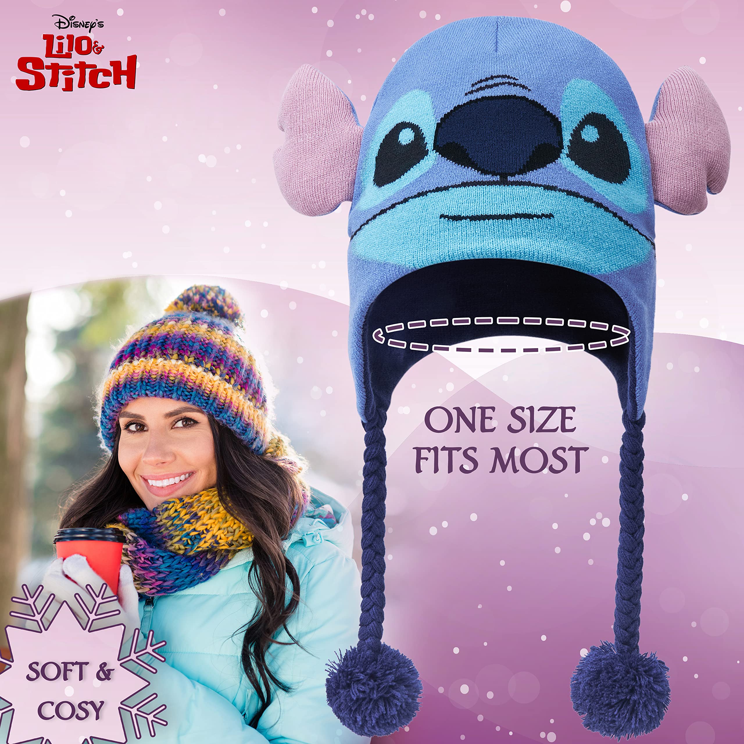 Disney Stitch Accesorios de Invierno Set de 1, 2 o 3 Piezas para Niñas, Gorro Niña Guantes Invierno Bufanda, Regalos Niños