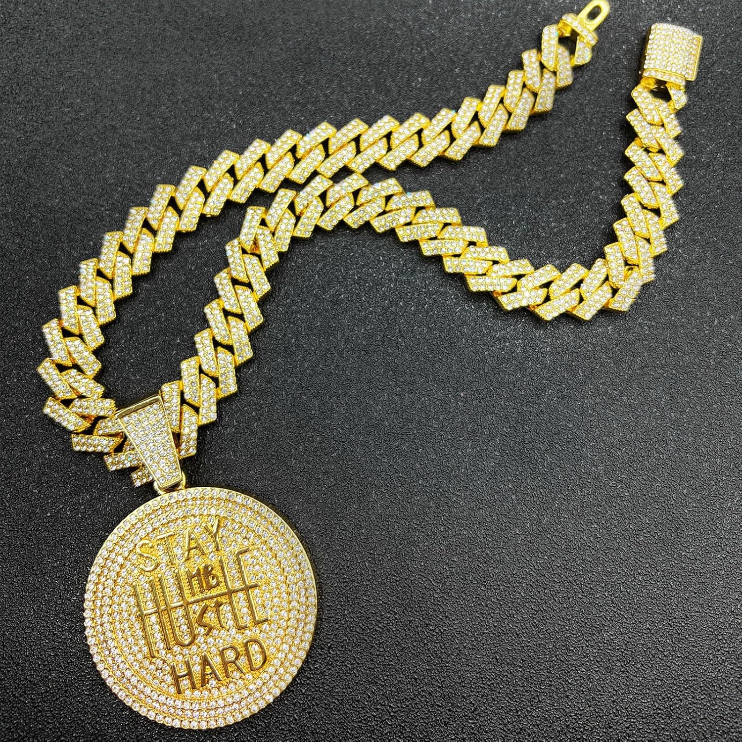 Cuban Link Chain for Men, Miami Men's Chain Silver Gold Plated Necklace for Diamond Chain for Ice Chain Hip Hop Jewelry Gift, Rhinestone pendant necklace for fashion jewelry - Image 7