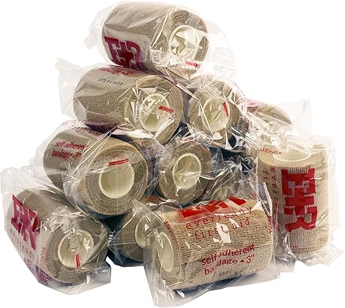 Miniatura 1 de Ever Ready First Aid Vendajes cohesivos autoadherentes de 3 x 5 yardas 12 unidades color marrón