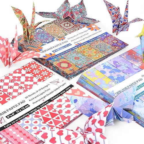 Miniatura 9 de Papel de origami de 6 x 6, 70 GSM, 150 hojas, 30 diseños de doble cara, álbum de recortes, cartulina, papel de patrón de origami, papel decorativo