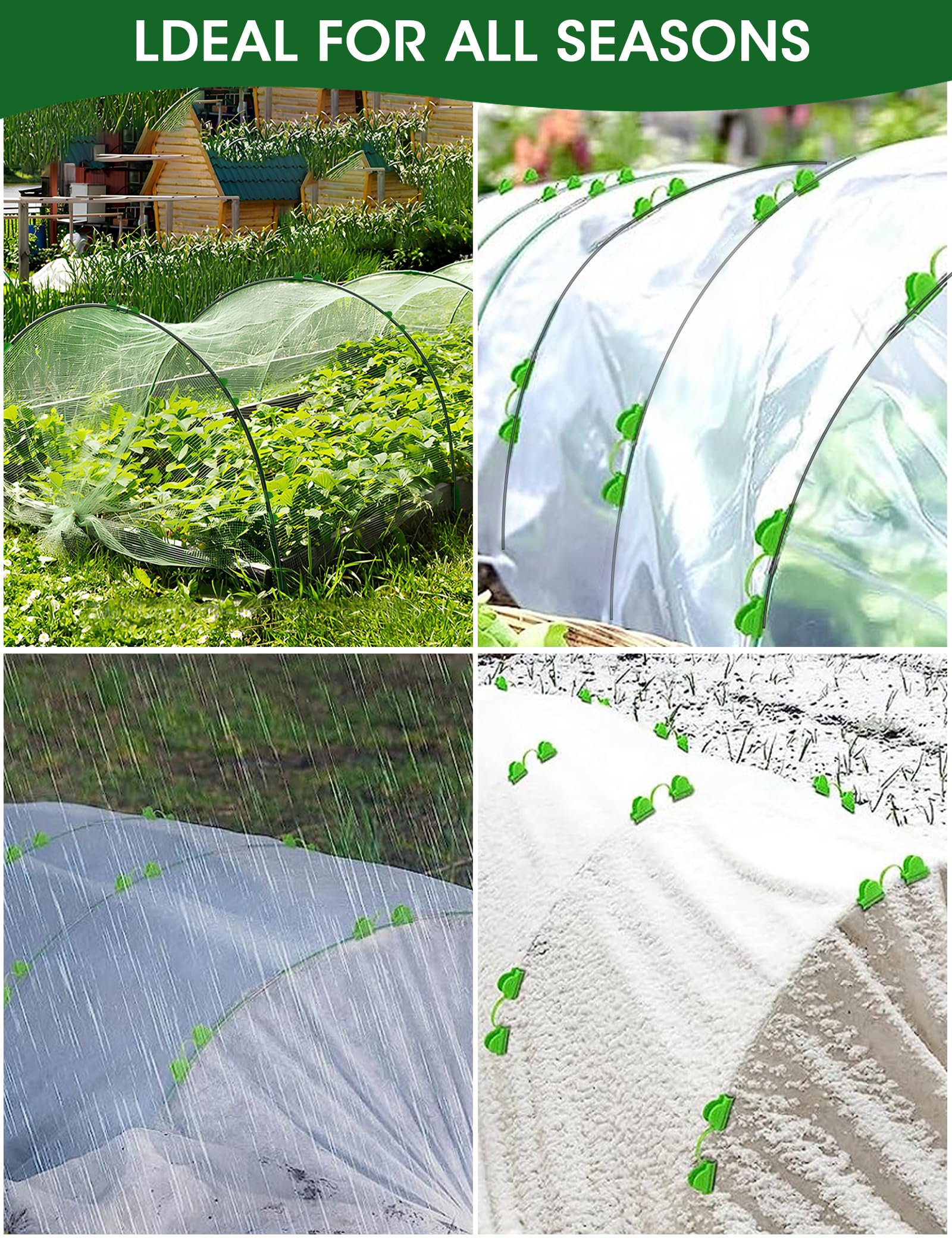 Cerchi da Giardino per Serra, 60 Pezzi Tunnel per Piante da Giardino, Archi per Serra da Giardino, Strutture per Serre a Tunnel, Pneumatici per Serra, Supporto Regolabile in Fibra di Vetro