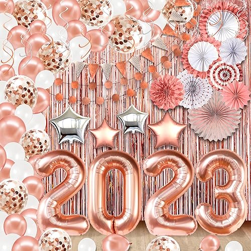 Vista 3 de KatchOn, Rose Gold Congrats Grad Balloons - 16 Inch With Rose Gold Graduation Decorations 2023 - Huge, Pack of 150 Graduation Balloon Arch Kit