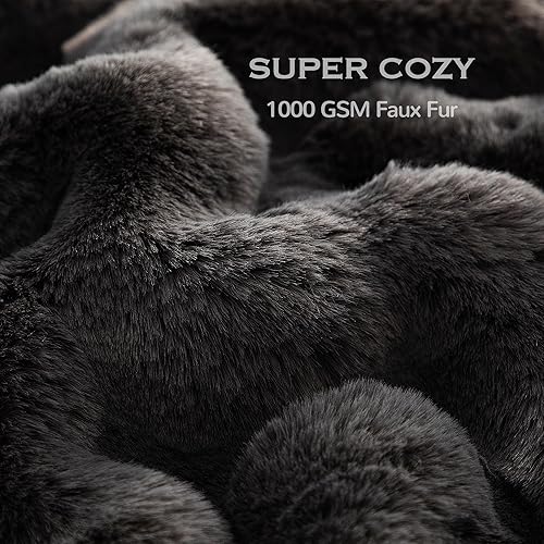 Miniatura 4 de BENVWE Manta de piel sintética, manta de forro polar con burbujas, suave, acogedora y gruesa, manta de felpa esponjosa para sofá, silla y cama, 51 x