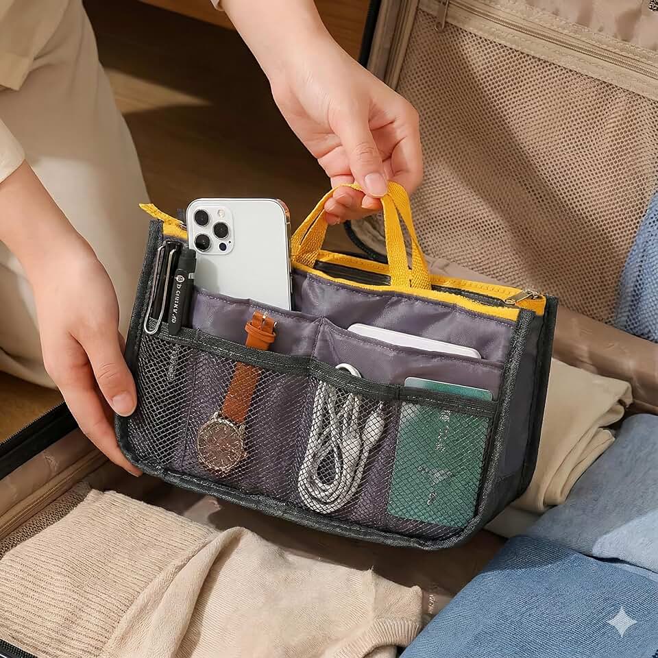 Organizador De Viagem Premium Com Divisórias, Zíper Duplo, Impermeável