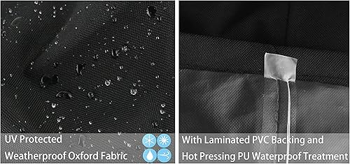 Miniatura 6 de RosieLily Fundas de sofá para exteriores, fundas impermeables para sofá de patio, fundas negras para sofá de dos plazas para exteriores, fundas para