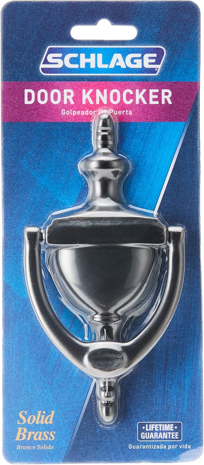 Schlage SC2-3125-716 5-5/16-Inch Solid brass Door Knocker, Aged Bronze