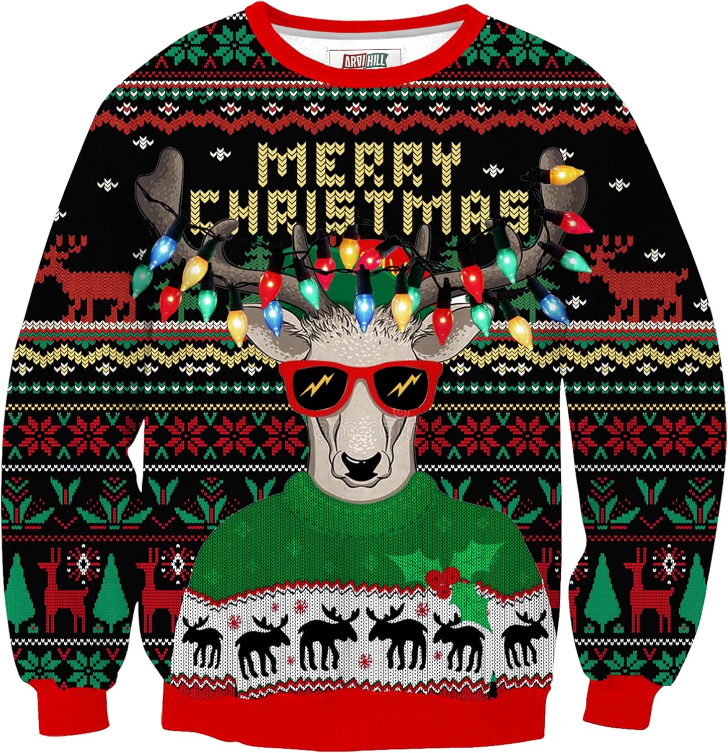 Arvilhill Men's Ugly Christmas Funny Sweatshirt Loose Fit Adult Xmas 3D Print Sweater for Holiday (S-3XL)