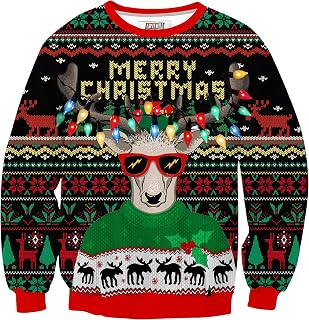 Arvilhill Men's Ugly Christmas Funny Sweatshirt Loose Fit Adult Xmas 3D Print Sweater for Holiday (S-3XL)