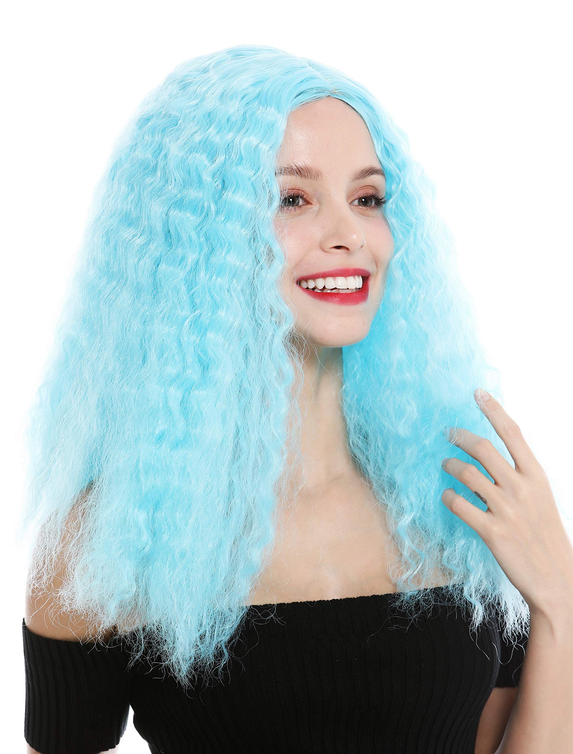WIG ME UP, YZF-7304-T4516 women's quality wig very long voluminous frizzy curls middle parting blue, Ice blue (T4516) - Image 2
