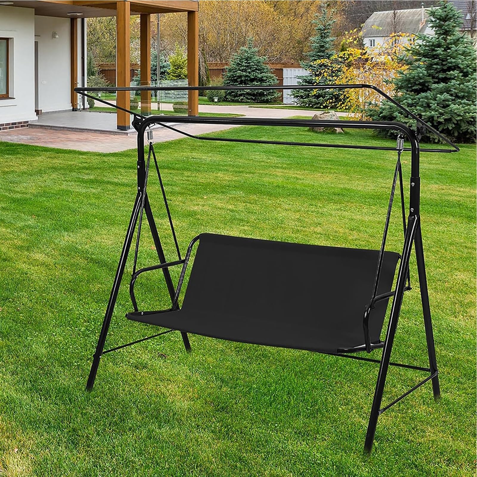 Funda de Repuesto para Asiento de Columpio de jardín,Tela Oxford 600D,Impermeable protección UV Recambio Tela Asiento Balancin Jardín 2 y 3 Plazas,Dark Green,63 * 22.8 * 22.8in