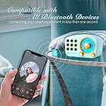 Greadio Retro Bluetooth Speaker, Vintage Radio, FM Radio with Old Fashioned Classic Style, Strong Bass Enhancement, Loud Volume, Bluetooth 5.0 Wireless Connection, TF Card and MP3 Player (Blue)