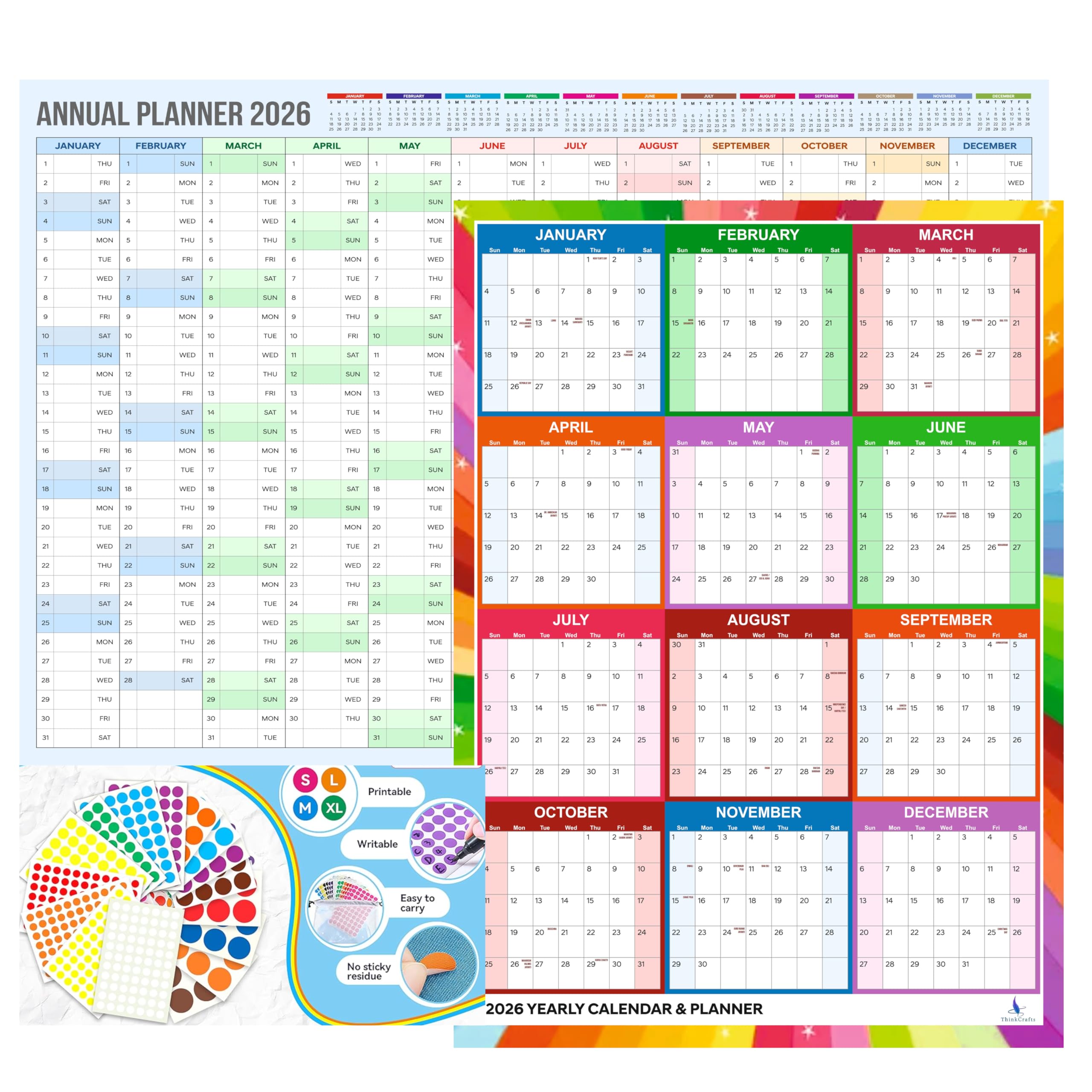 Aflip Thinkcraft (Pack 2) Annual Planner 2025, Wall Calendar, 12 Months, Planner, 18 X 25 Wall- Organizer & Reminder 18X25 Inch Wall Calendar 2025 For Wall For Office-image-18