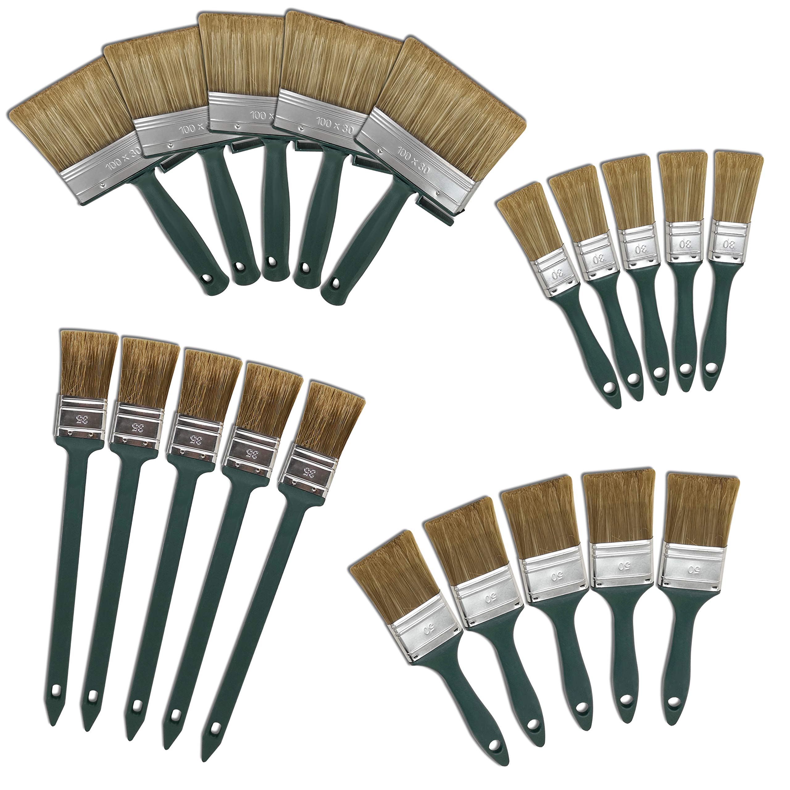 20 TLG. Lasurpinselset Maler Lasur Pinsel Flächenstreicher Flachpinsel Eckpinsel Heizkörperpinsel 30mm 35mm 50mm 100mm