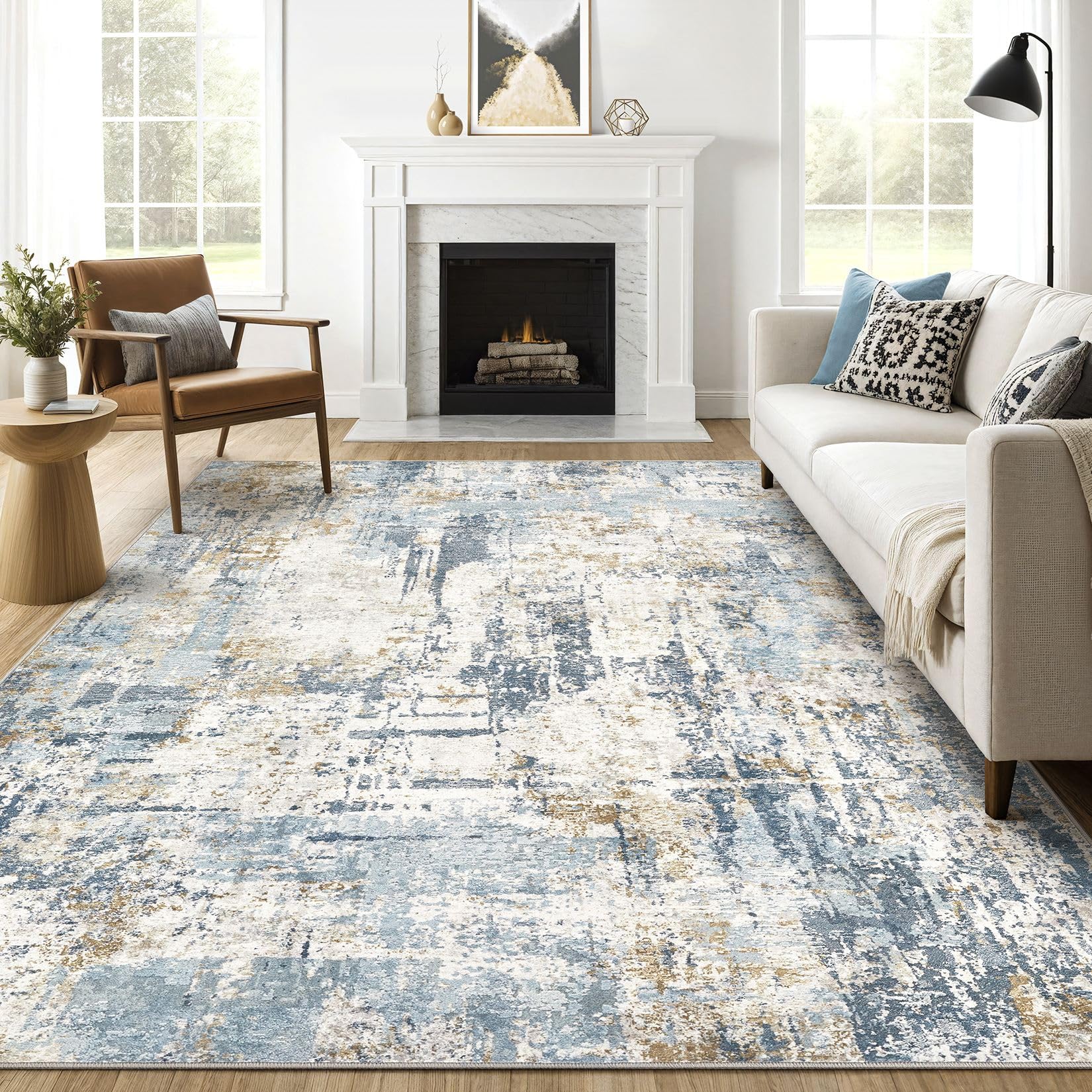 LOONGRUG 7x9 Area Rugs Washable Rug: Living Room Large Abstract Modern Soft Stain Resistant Indoor Floor Non Slip Accent Carpet for Bedroom Nursery