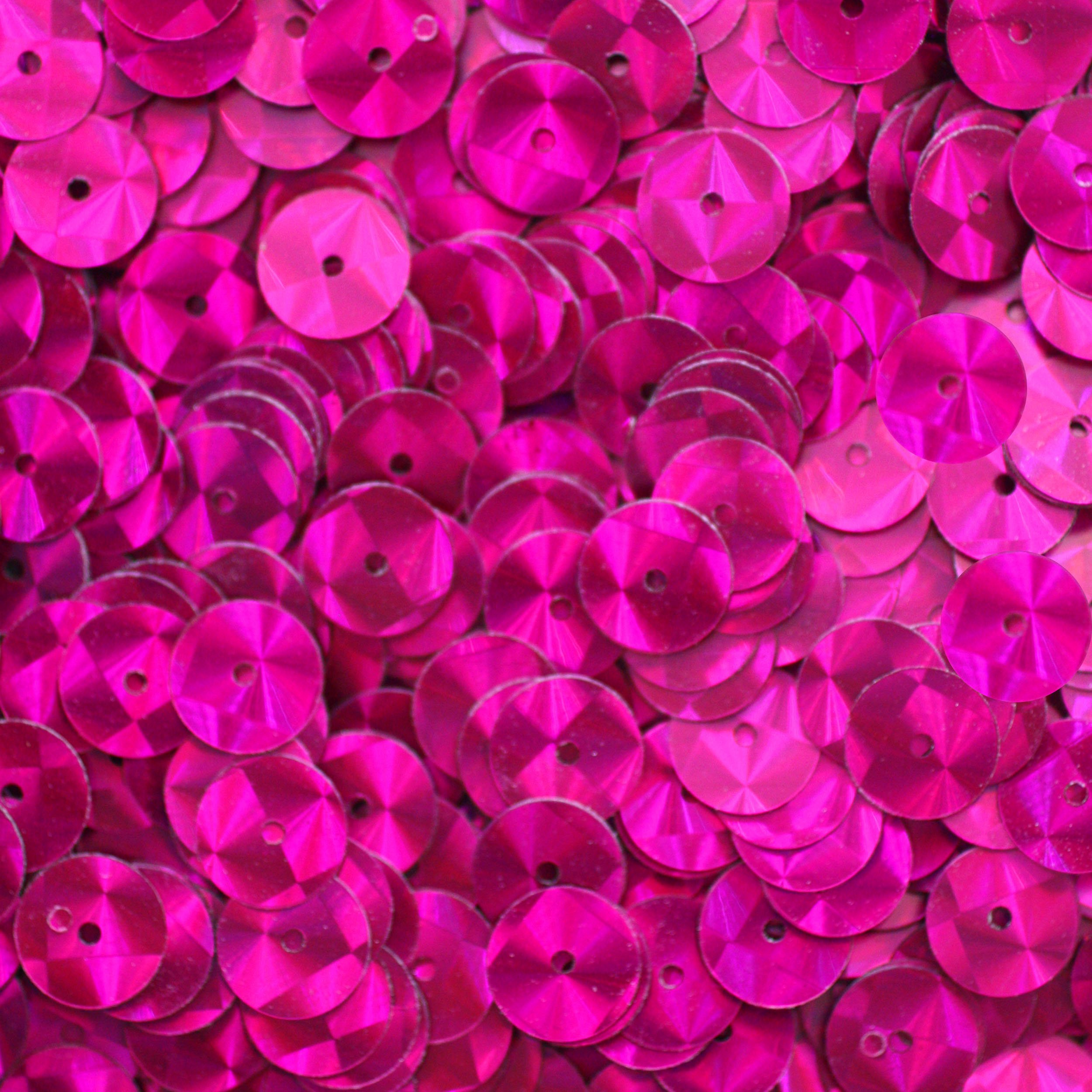 10mm Flat Round SEQUIN PAILLETTES ~ FUCHSIA PINK PRISM MULTI Reflective METALLIC ~ Loose sequins for