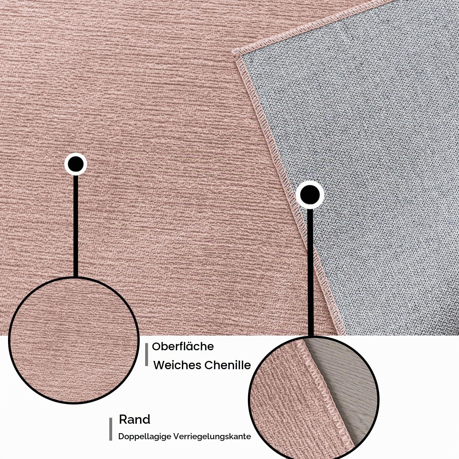 120x160cm Waschbar Kurzflor Rosa Teppiche für Mädchen Schlafzimmer
