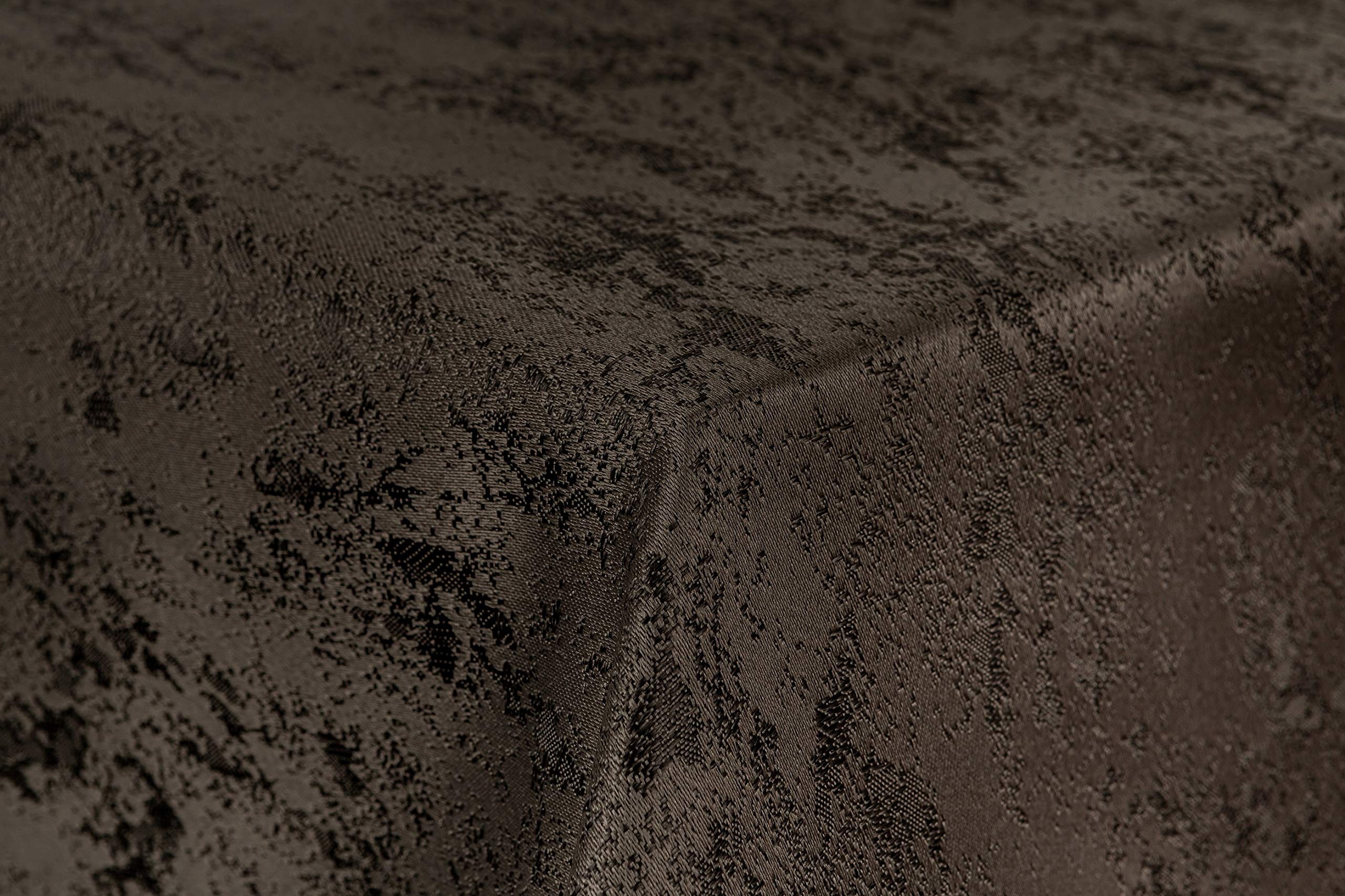 First-Tex Tablecloth Damask Jacquard Brilliant Mottled 130 x 260 cm Square in Dark Brown with Straight Hem Edge