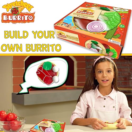 Miniatura 3 de Stretcheez Burrito  Comida de juego para niños  Alimentos y coberturas elásticos  Mezcla y combina  Colecciónalos todos  Funciona con cocinas de