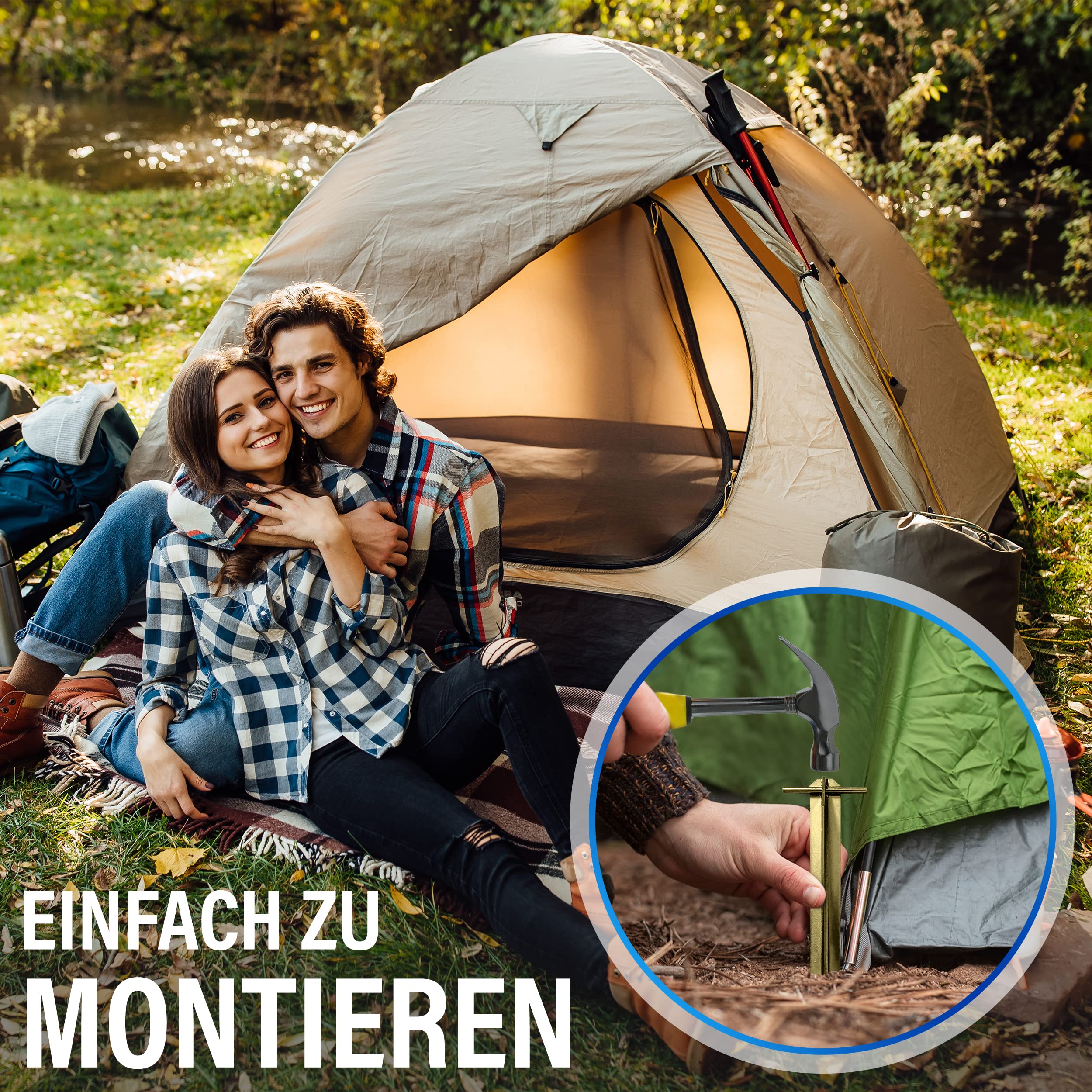 8X Stück stabile Zelt-Heringe für sicheres Camping und Outdoor-Erlebnisse [Extra Starke Schweißnähte] aus extra Stark und robustem Stahl mit T-Profil für maximale Stabilität Länge 30 cm. inkl. E-booch