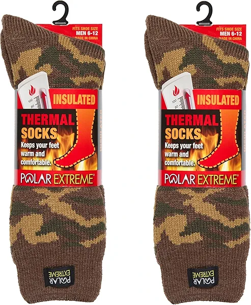 Polar Extreme Thermal Hiking Socks – Cushioned, Insulated, Warm para Boots, Men & Women, One Size Fits Most 6-12, 2-Pack