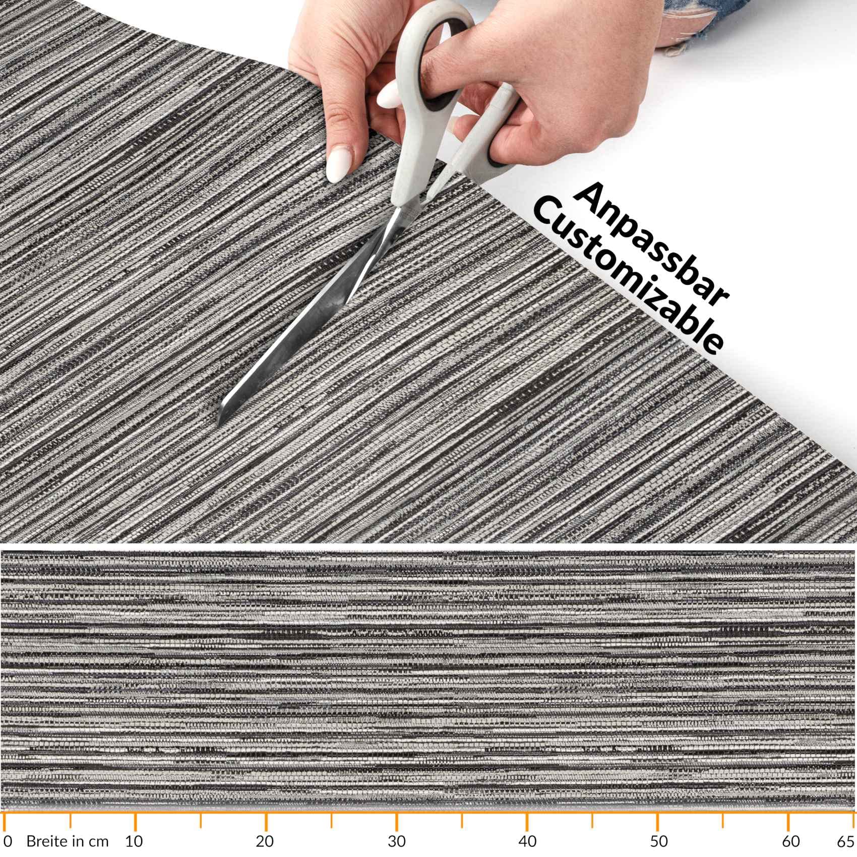 Anro Tapis de cuisine lavable, tapis de couloir - Aspect moquette - Gris - Antidérapant - 65 x 500 cm - Plusieurs tailles / motifs
