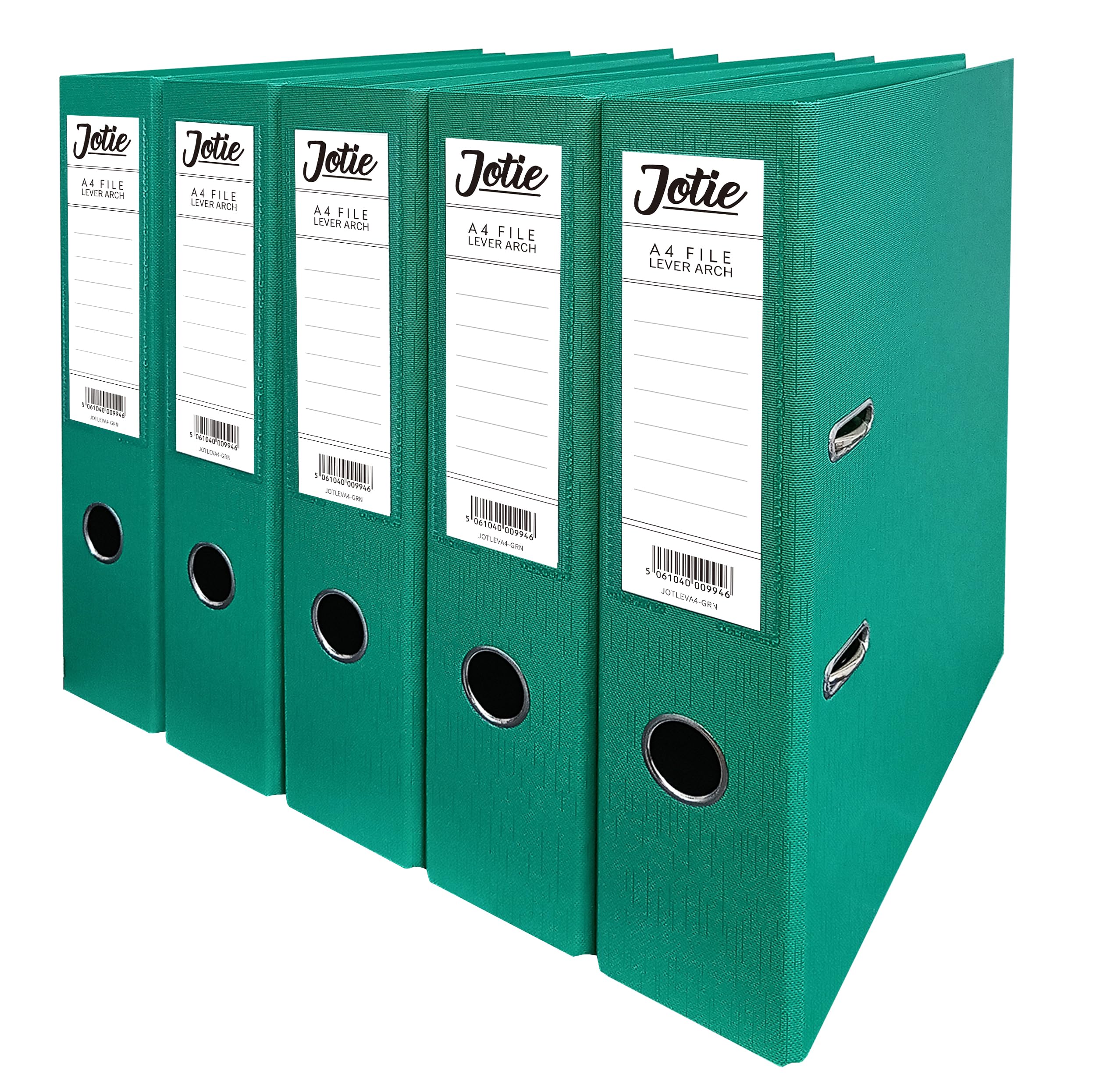 Set of 5 Green A4 Lever Arch Files for Paperwork A4 Folders with 70mm Spine, Thumb Ring & Elegant Anti-Spill Cover | Large Ring Binders | File Storage & Office Supplies